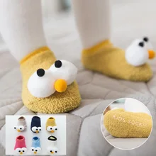 Новинка; домашние носки-тапочки для малышей; нескользящие носки для малышей; милые носки-башмачки с большими глазами для малышей