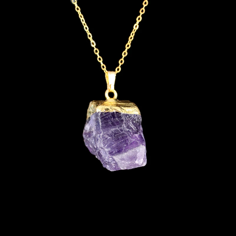Ручной работы нерегулярный натуральный камень кулон ожерелье s кварц кристалл проволока обернутый ожерелье для женщин