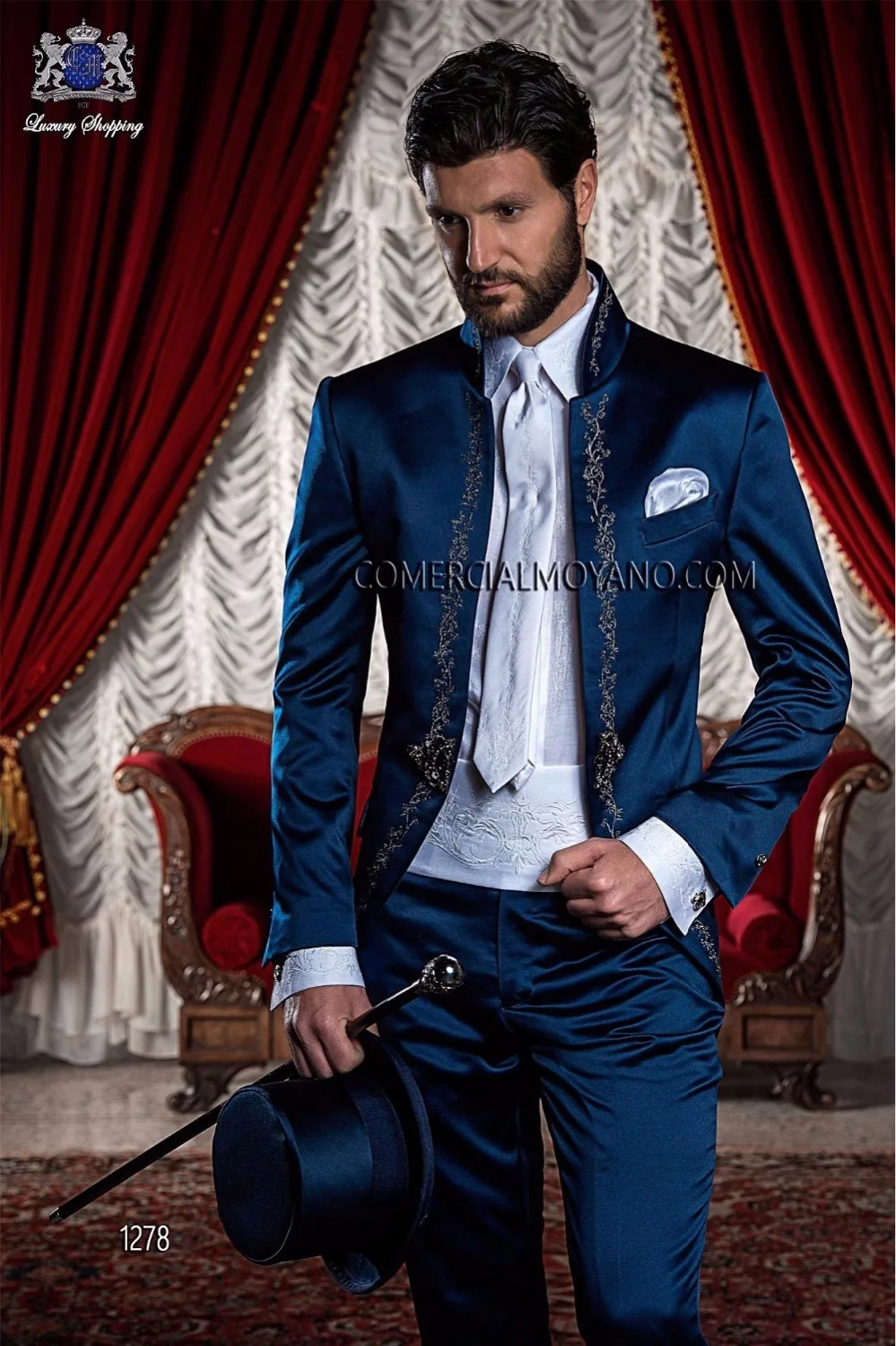 coat pant groom for Embroidery Navy Pant Satin Designs Coat Latest Blue