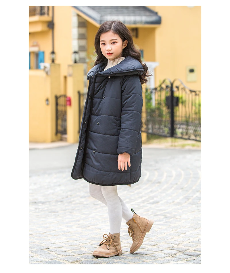 Christmas Toddler Warm Girls Jacket Parkas Clothes Thick Red Black Teenage Girls Long Winter Coat Autumn Children Clothing
