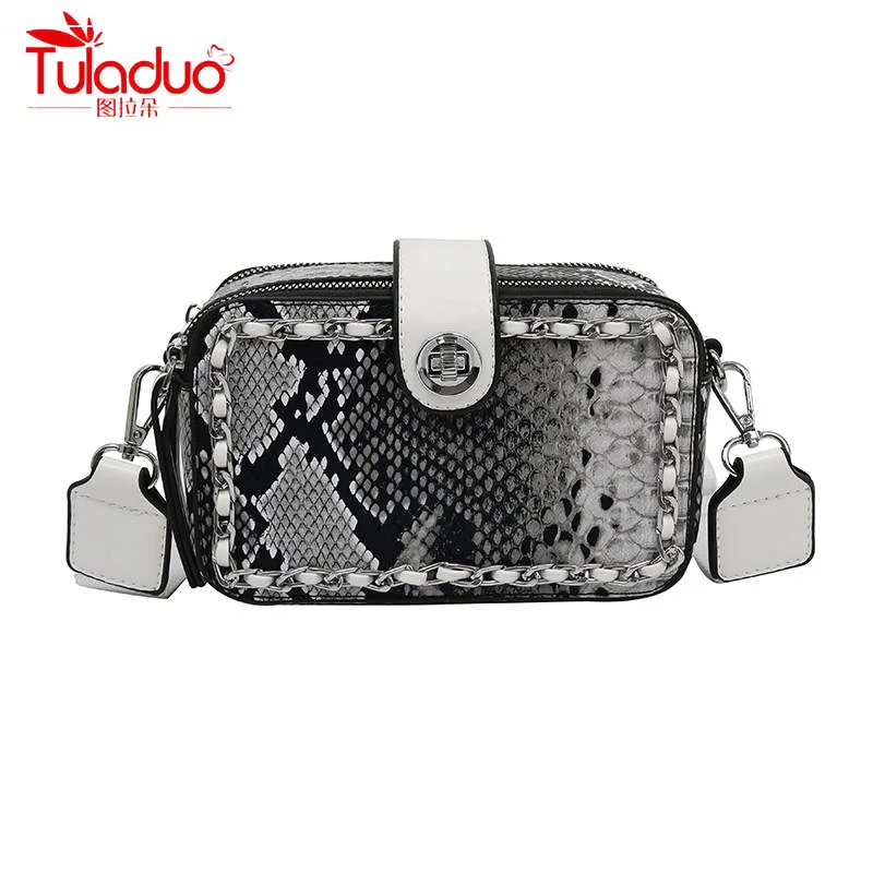 

Luxury Serpentine PU Leather Women Crossbody Bags High Quality Flap Ladies Shoulder Bags Fashion Chains Women Messenger Bags