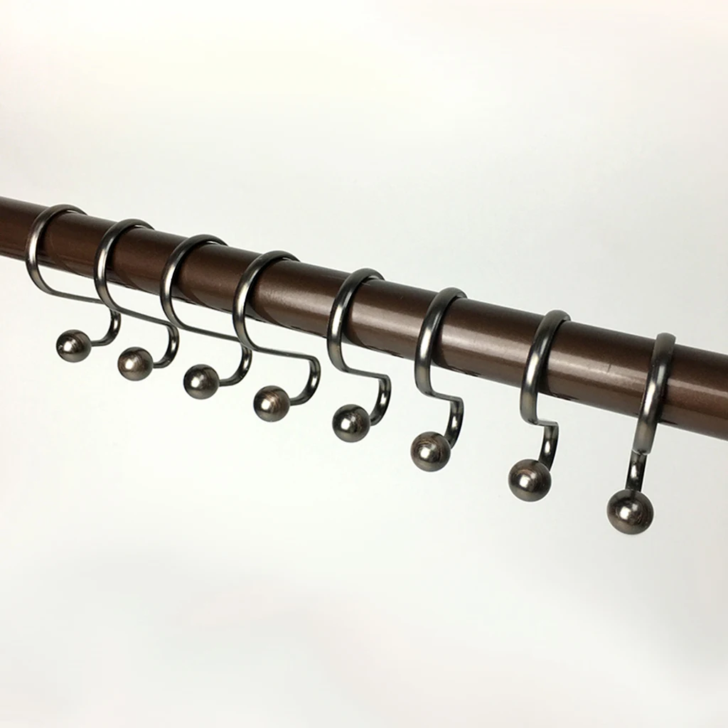 12 Piece Bathroom Iron Spherical Shower Curtain Hook Hanger Holder Bronze Decorative Antique Rack Home Ornaments