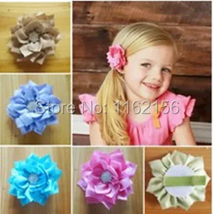 50pcs-lot-3-lotus-type-fabric-flower-with-rhinestone-button-within-lined-hair-clipribbon-alligator-hair-clip-for-baby-child