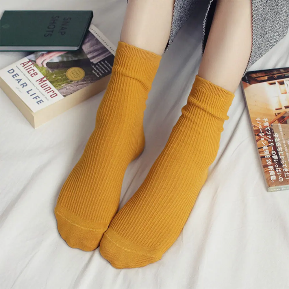 1 пара японский Стиль одноцветное Цвет Гольфы милые модные мягкие носки осень-зима Теплые эластичные длинные чулочно-носочные изделия для