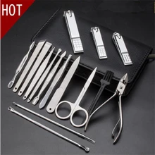 16 шт./компл. маникюрные инструменты для дизайна ногтей набор клипер для ногтей Ножницы Пинцет Нож маникюрные наборы каменный узор чехол для маникюра
