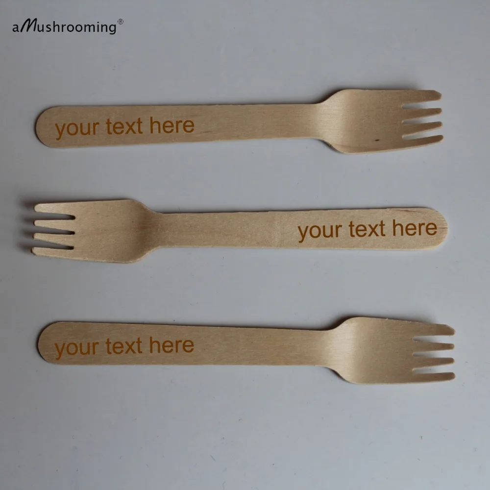 

50 Customized Name and Date Wedding Favor Forks 14cm Long Wedding Cutlery Forks Party Cutlery Forks Wood Birthday Baby Shower