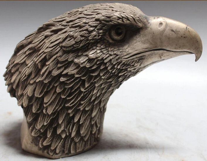 

10" Chinese Rare Silver Lanneret Tercel JiXiang Fly Bird Eagle Animal Statue S0708