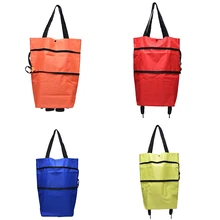 1 pcs 바퀴 가방에 재사용 가능한 옥스포드 패브릭 쇼핑 가방 바퀴에 쇼핑 트롤리 가방 캔버스 쇼핑 가방(China)