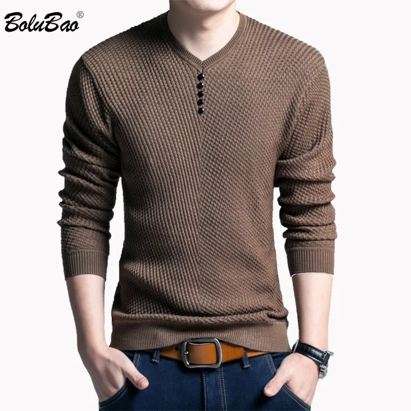 

BOLUBAO Fashion Brand Men's Sweater Turtleneck Autumn Men Solid Color Casual Sweater Men's Slim Fit Knitted Sweater