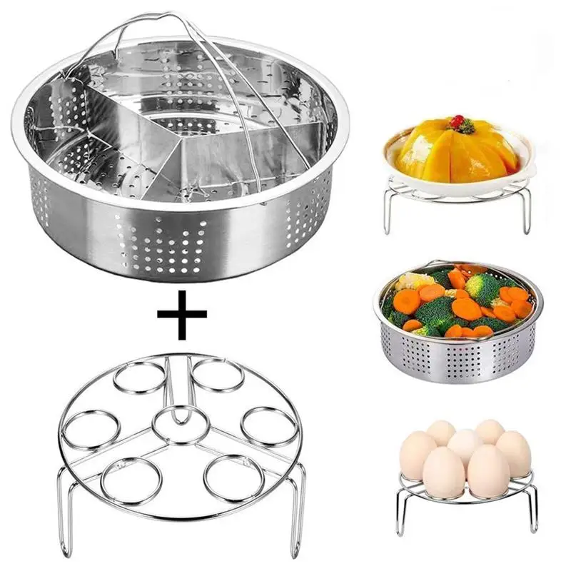 3 Pcs/set New Kitchen Tools Steamer Stainless Steel Basket Pot Egg