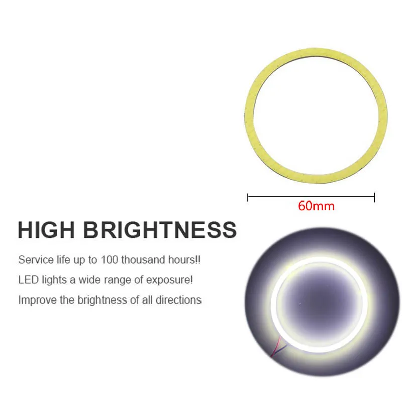 2 X 80mm HID White 93 COB LEDs for Angel Eyes Halo Ring Headlight Fog Housing Lamp DC 12V.0