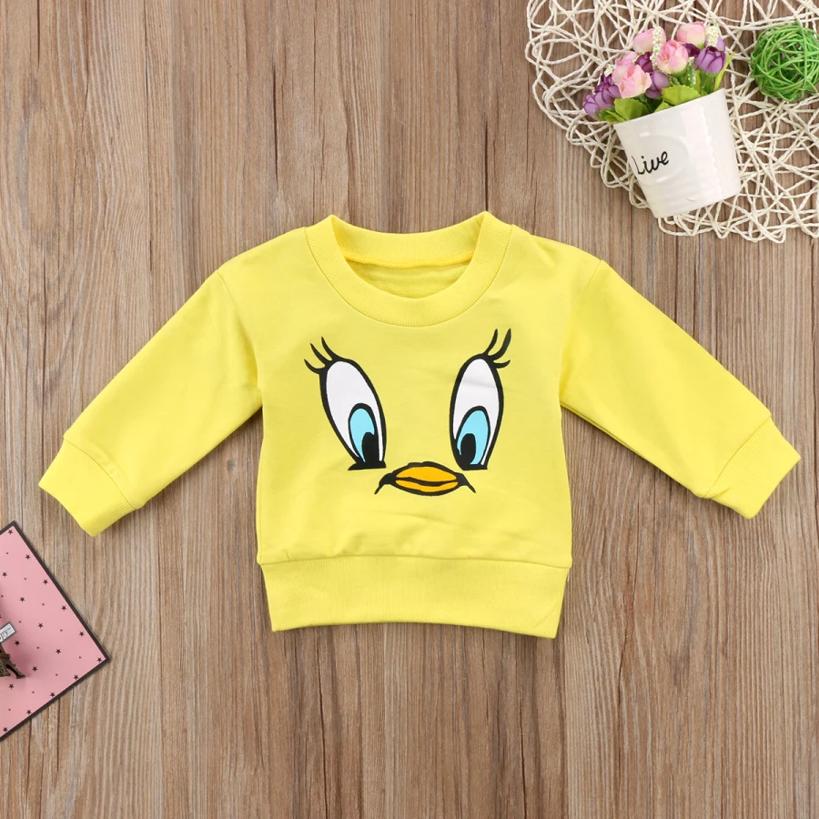 Хлопковый свитер с рисунком для маленьких мальчиков и девочек, пуловер, свитер с длинными рукавами для девочек, желтый цвет