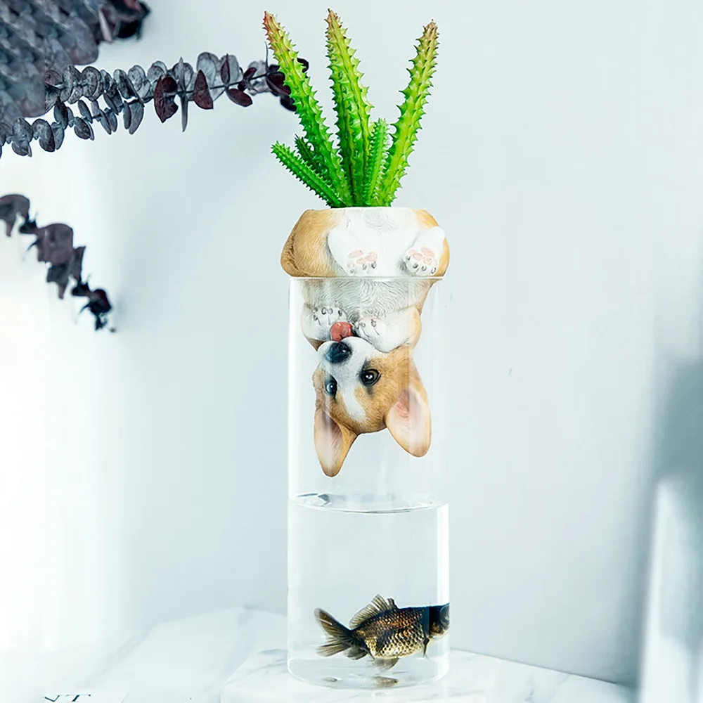 Betta fish tank милый озорной инвертированный Кот собака хомяк ребенок в чашке с