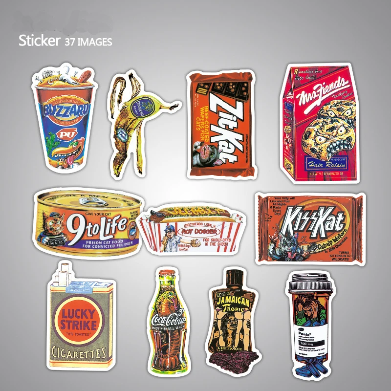 37Pcs/Lot PVC Waterproof Appearance Packaging Logo Brand For Laptop Trunk Skateboard Fridge Phone Decal Car-Styling Toy Sticker