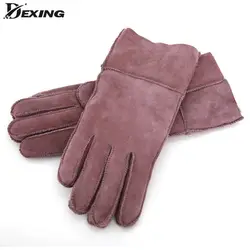 Зимние Модные женские шерстяные перчатки из натуральной кожи с мехом для девочек из овечьей кожи качественные женские перчатки для женщин
