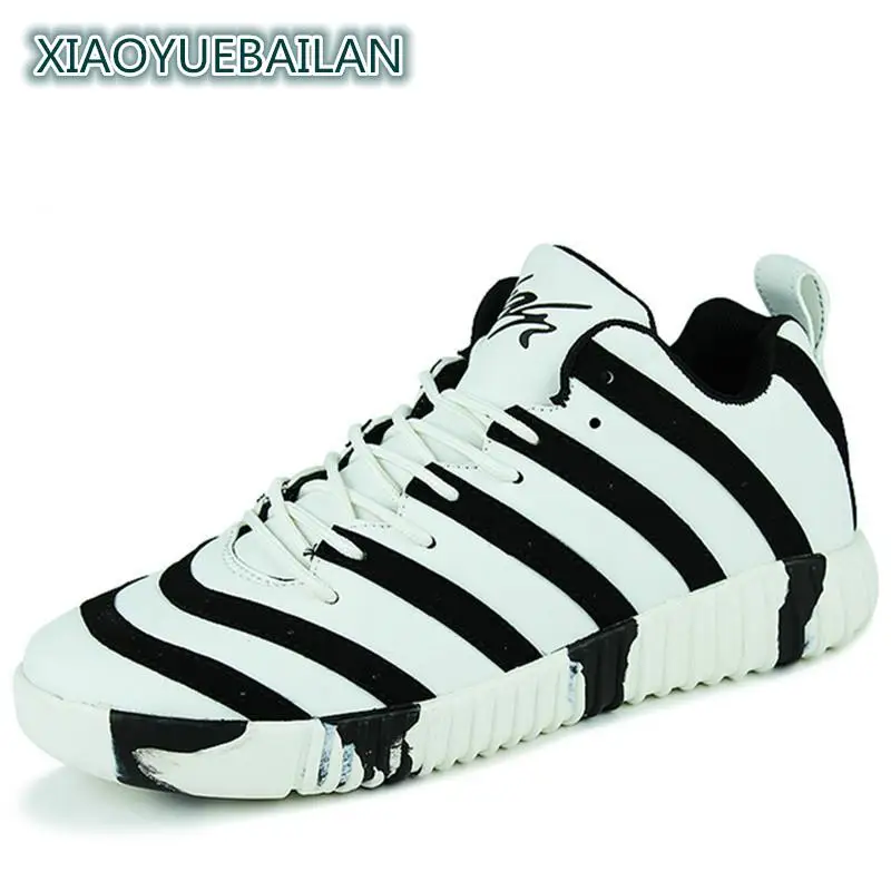 

New Black And White Striped Shoes Casual Increased 6cm Shoe Students