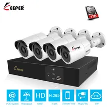 Хранитель H.265 4CH POE NVR комплект 2MP 1080P камера безопасности Система видеонаблюдения Открытый IP IP66 Водонепроницаемый P2P Onvif комплект видеонаблюдения 4