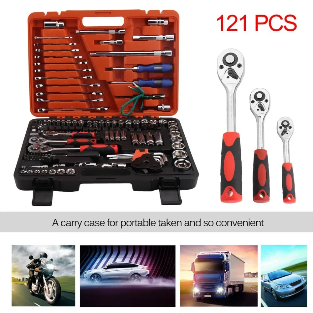 

121PCS Home Repair Hand Tool High Precision Screwdriver Spanner Ratchet Socket Set With Carry Case G-10003
