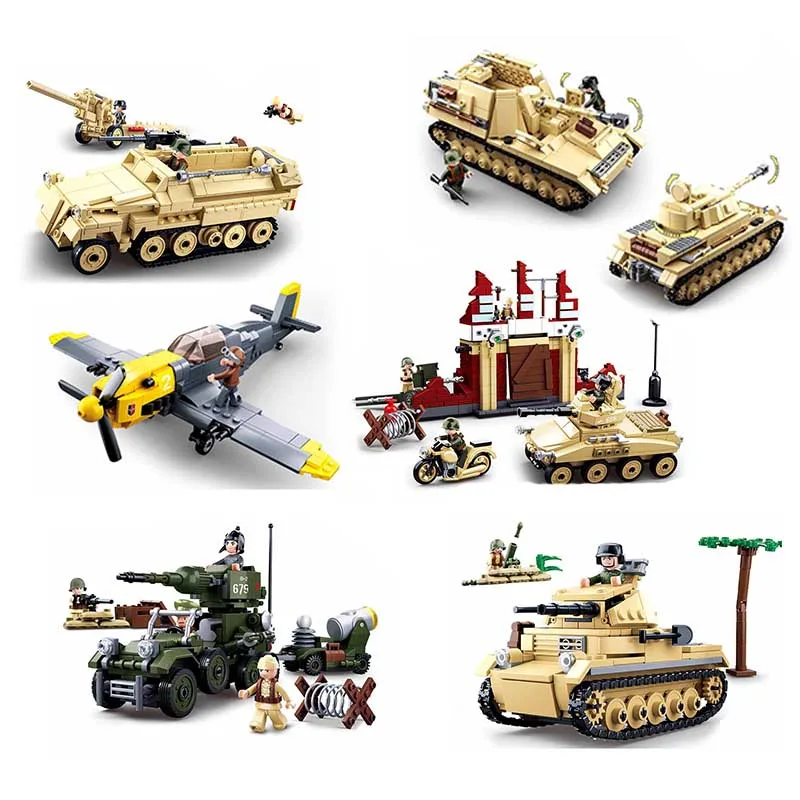 Военная серия WW2 сталинградская битва Panzer IV амфибия джип строительные блоки солдат армии Фигурки игрушки для детей Подарки
