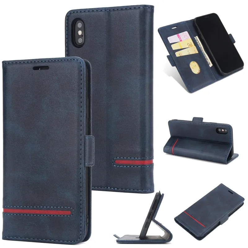 Бизнес Чехол-книжка чехол для iphone XS Max X XR 6 6s 7 8 Plus роскошный кожаный держатель для карт Защита каркаса для iphone xs max