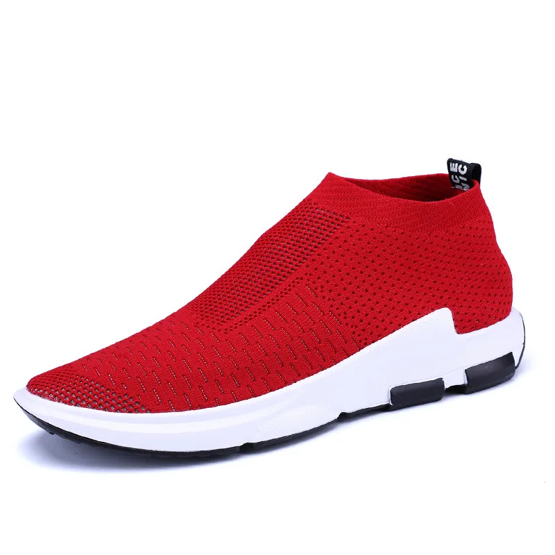 2019 Breathable Comfortable Men Fashion Sneakers Sock Shoes Size 39-44 Soft Light Man Brand Summer Black Red Grey Colors | Обувь