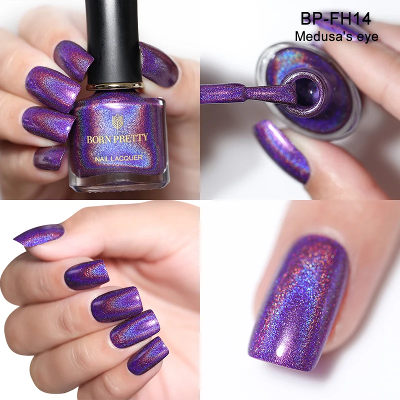 BORN PRETTY Holo flowresh серия лак для ногтей 6 мл Голографический лазерный лак для ногтей сияющий блеск лак для ногтей полуперманентное масло