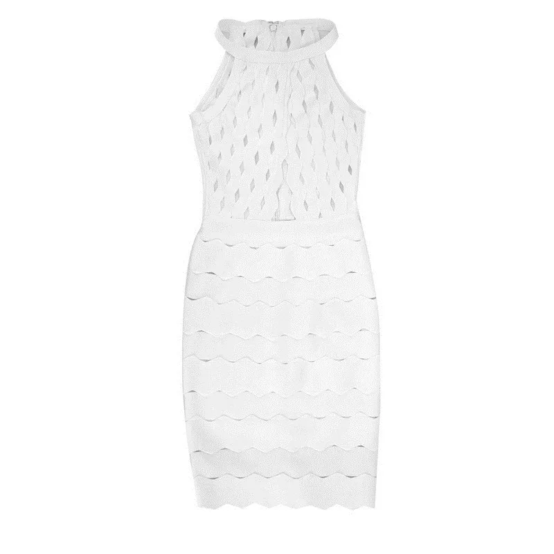 Fasciatura Fuori Scava Donne Di Unico Delle Mini Celebrità Maniche White Bianco Vestito Hl Dalla Estate Senza Cinghia nqCpRPR1
