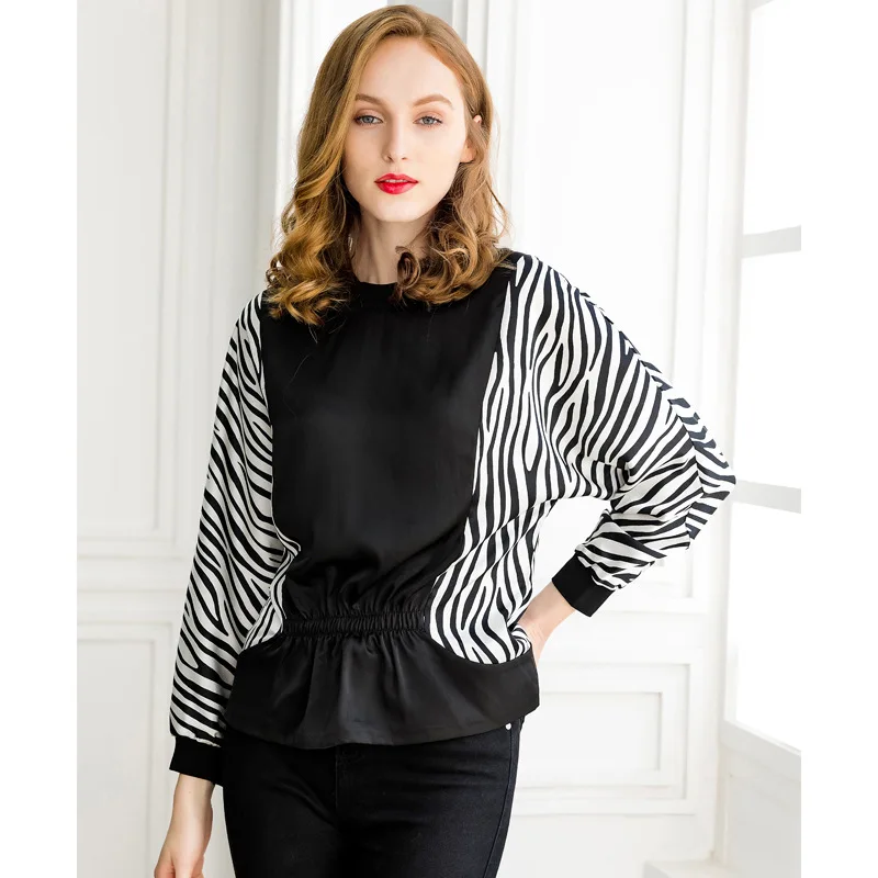 90 shirt Noir Rayures Dames Sukienka T Femmes Tuniques Chauve Manches Pixy Décontracté Vêtements Longues S Coréens Zèbre Cdg T souris Chemises À Pull Tops ZOx4PnFwSq