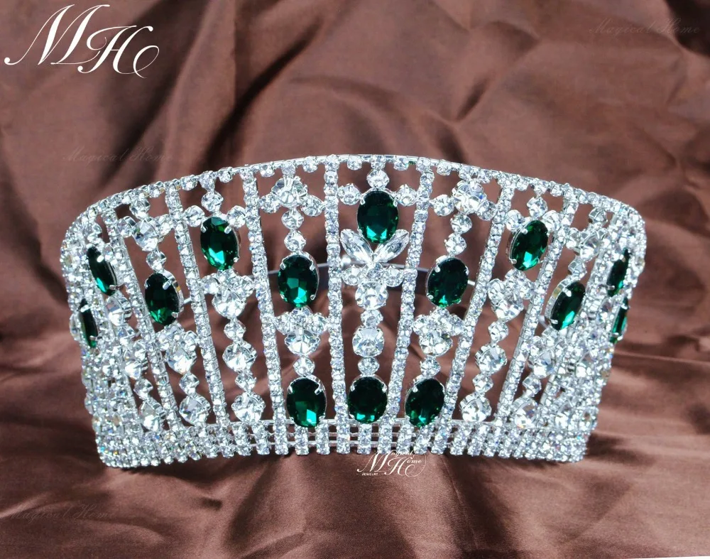 Emerald Tiaras 3.5/" Green Crystal Crowns Bridal Headband Pageant Party Costumes