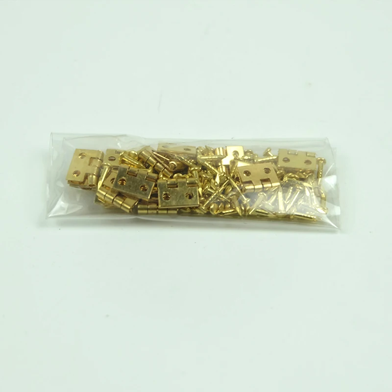 Door Hinges 20pcs Mini Metal Golden Hinge 10x8mm with 80pcs screws 1/12 House Miniature Cabinet Furniture Brass Hinge Dollhouse Closet