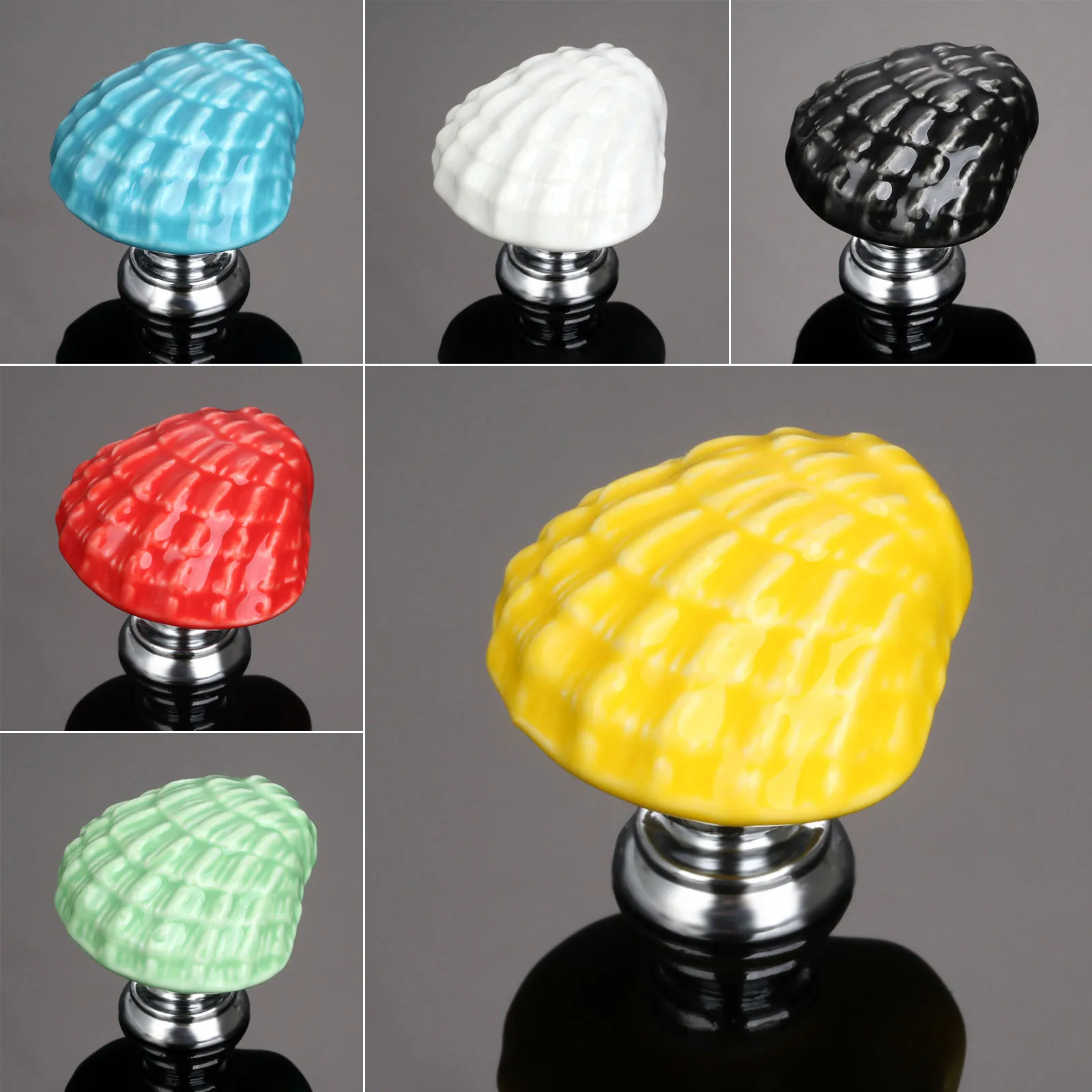 

1Pc Antique Furniture Handles Shell Vintage Cabinet Knobs and Handles Ceramic Door Knob Cupboard Drawer Kitchen Pull Handle