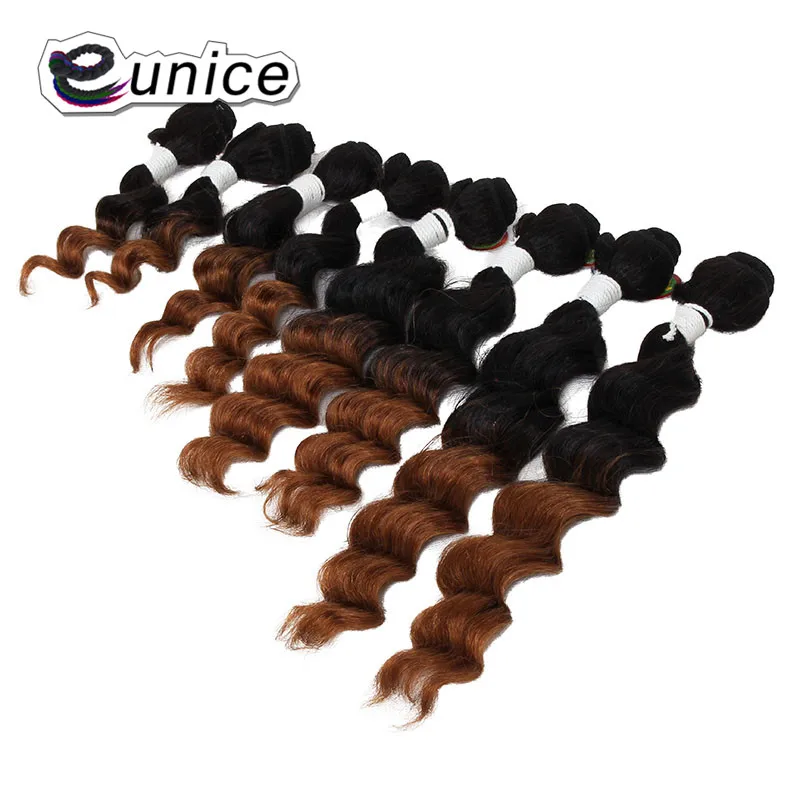 Deep Wave Brazilian Hair Ombre Human Hair Weave Bundles Extensions blond burgundy colors   (41)