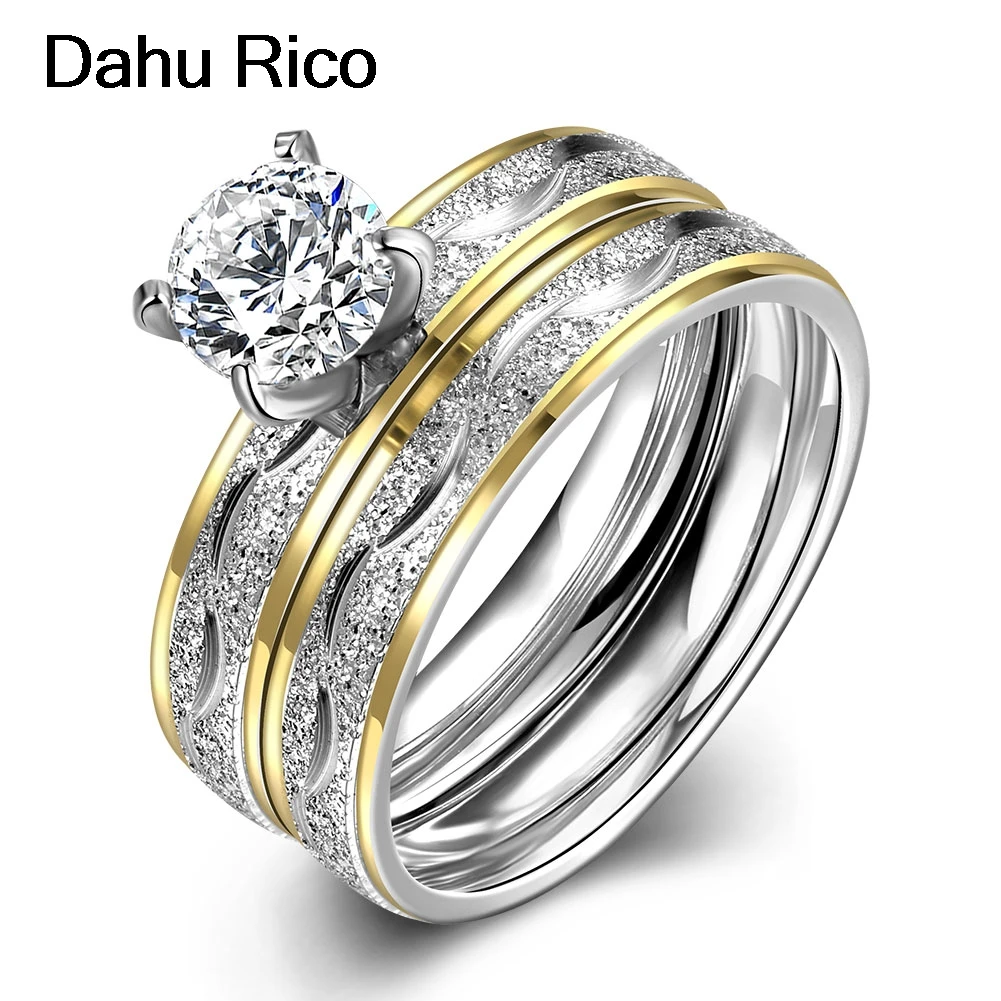 wedding rings pair stone ring cubic zirconia ring zirconia mujer dark souls #da143 tungsten 316L stainless steel Dahu Rico Ring