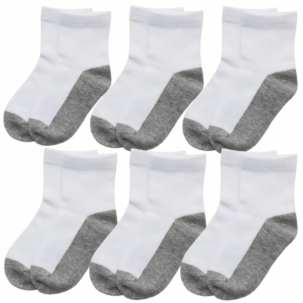 

6 pairs/lot of students socks cotton white socks suitable for 2-12 year old children boys girls socks