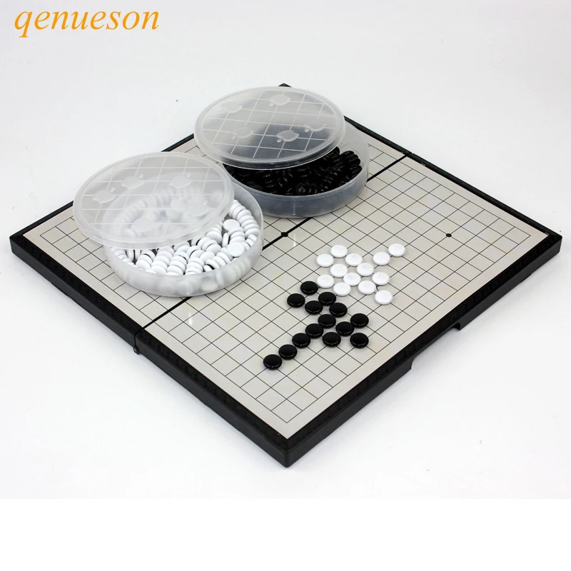 

High Quality Convenient Game of Go Board Game Foldable For Chess Games Box Travel portable Chess Magnetic Resin Go Game qenueson