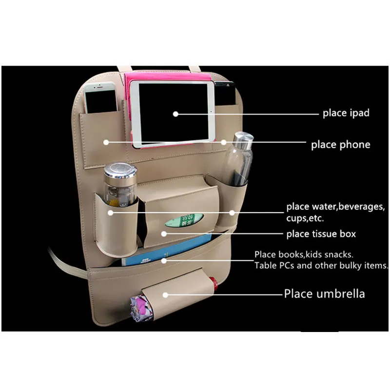 GSPSCN 1 шт. уплотненный чехол на переднее сиденье автомобиля из искусственной кожи многофункциональная накладка на заднее сиденье Защитная крышка с сумкой для хранения в дороге