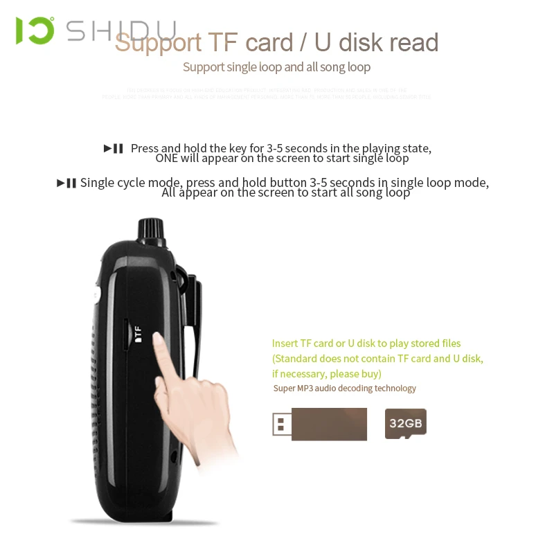 Alto-falante de Áudio sem Fio Lautsprecher para Professor Shidu Mini Portátil Amplificador Voz Usb Tourrist Guia Yoga Instrutores S611 Uhf - Image 3