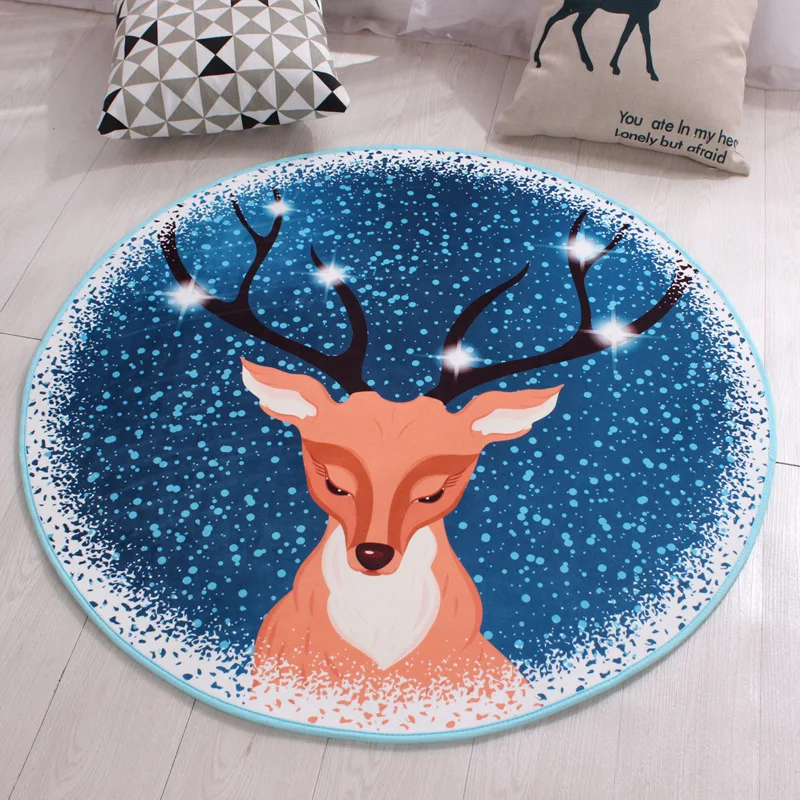 

Zeegle Cartoon Round Carpet For Living Room Anti-slip Kids Room Carpets Bedside Floor Mats Microfiber Children's Rug For Room
