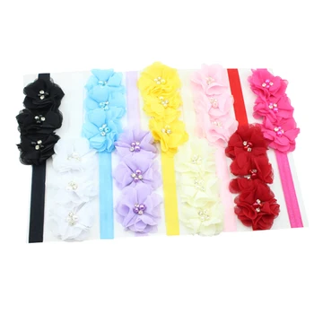 

Baby Cute Girls Flower With Pearl Design Headband Headwear Hat Accessories Apparel Photography Prop Party Gift