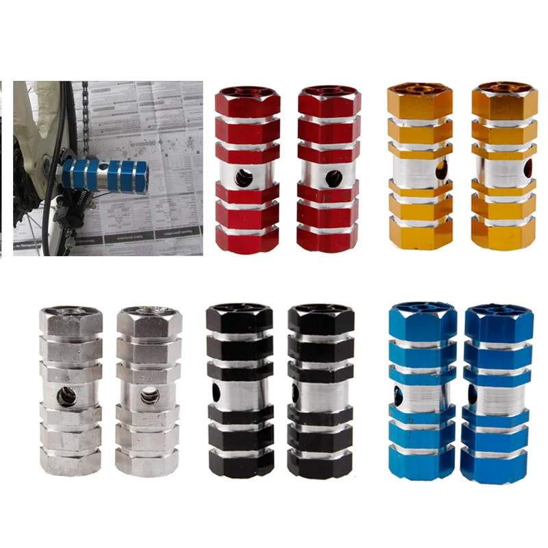 

Bike Accessories Foot Pegs 1Pair Aluminum Alloy Pegs Cycling Bicycle Bike Rear Foot Peg Stunt Six Axle