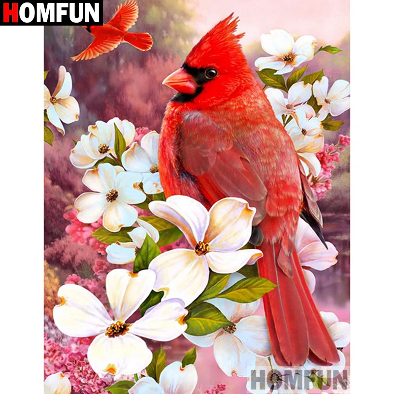 

HOMFUN Full Square/Round Drill 5D DIY Diamond Painting "Birds and flowers" 3D Diamond Embroidery Cross Stitch Home Decor A21352