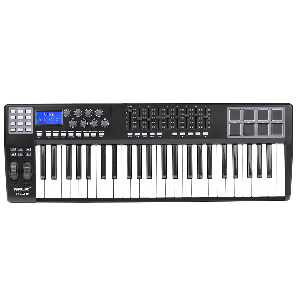 PANDA49 49-ключ USB MIDI контроллер клавиатуры 8 барабанные тормозные колодки с помощью кабеля USB пианино midi контроллер