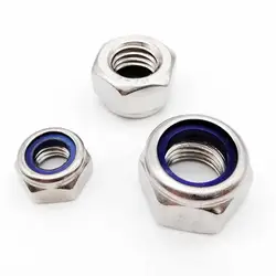 Premium Black Nylon Insert Self - Locking Hex Nut - 304 Stainless Steel - M8  10pcs (304 stainless steel)