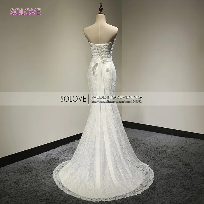 Solovedress Элегантный бисером Милая Шампанское Русалка Кружева Вечернее платье 2017 формальное платье с поясом vestido de festa SLD-W01