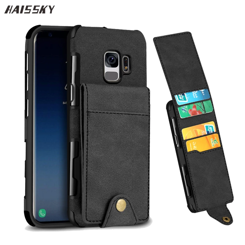 

HAISSKY Leather Wallet Case For Samsung Galaxy S8 S9 Plus Flip Cover Credit Card Up Down For Galaxy S8 S9 Phone Case Fundas