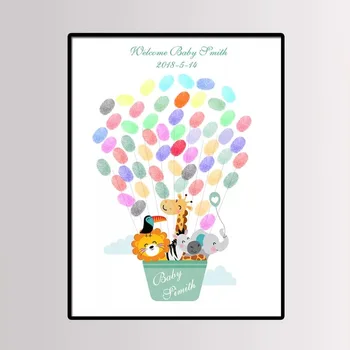 

Lovely Zoo Fingerprint DIY Signature Fingerprint Tree GuestBook For Baptism Birthday Party baby shower Decoration Guest Book