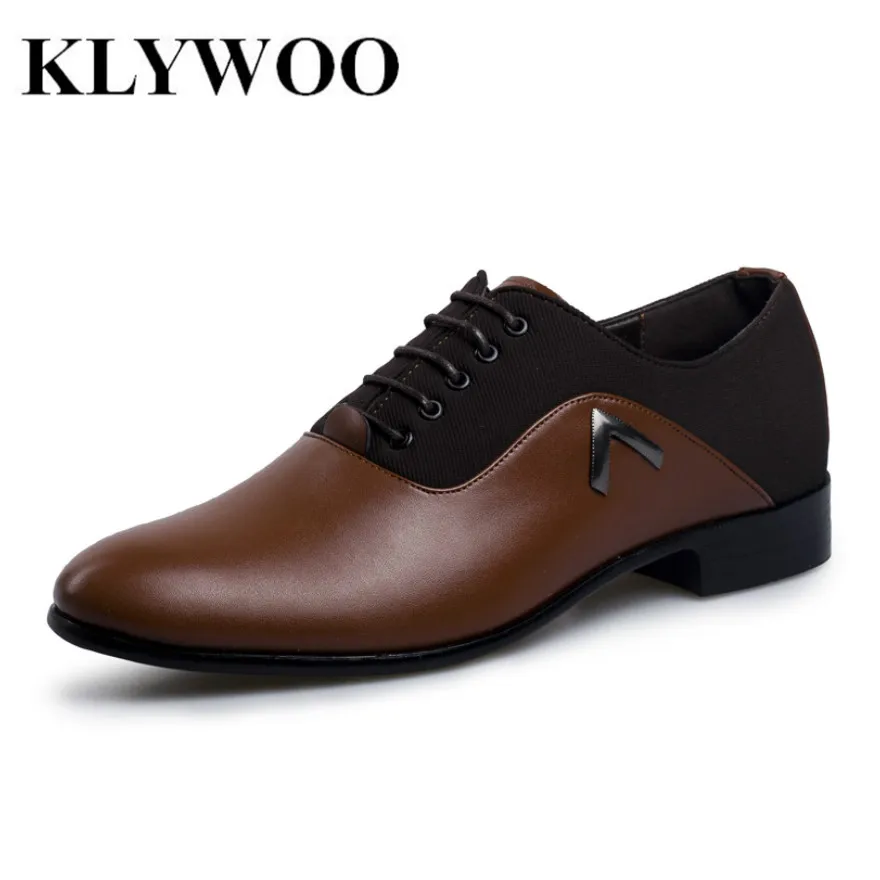 KLYWOO Brand New Proste Style Mężczyźni Ubierają Buty Skórzane Oddychające Sznurowane Oxford Buty Dla Mężczyzn Moda Oxford Zapatos Hombre