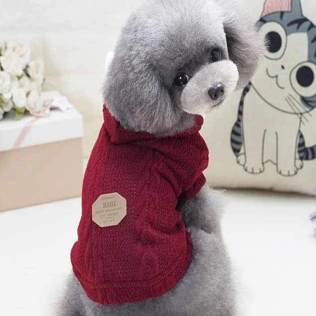 Новая одежда для собак, зимний теплый свитер для собак, пальто, утолщенная одежда для домашних животных, костюм для чихуахуа, толстовки, одежда, куртка chien - Цвет: Красный