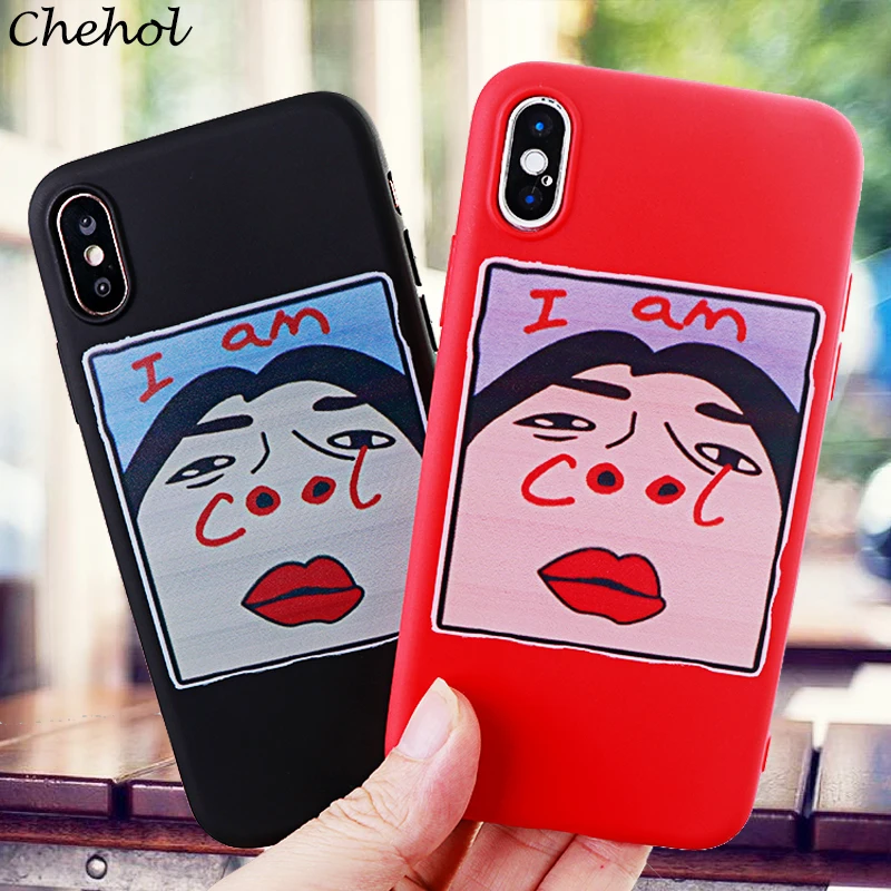 Funny Phone Cases for iPhone 6 s 7 8 Plus X XS MAX XR Cartoon I Am Cool Case Soft Silicone Fitted Cell Covers Accessories |