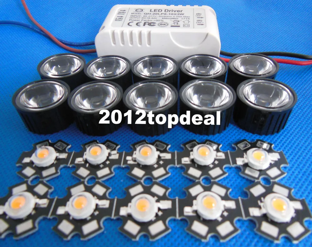 

10X 3W Plant Grow Full Spectrum 380-840nm High Power LED + 10pcs lens + 1pcs 6-10x3w driver